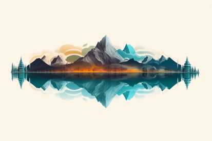 A mountain range reflected in water