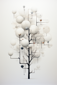 A tree with white circles and lines