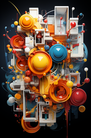 A colorful objects with paint splatters