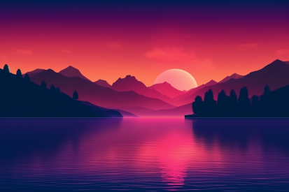 A sunset over a lake