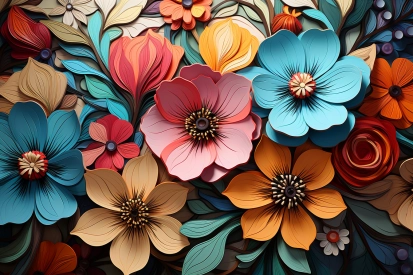 A colorful flowers on a surface