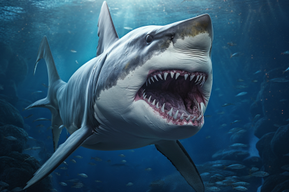 A shark swimming in the water
