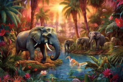 Elephants in a forest