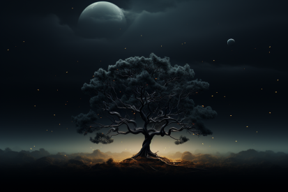 A tree in the dark