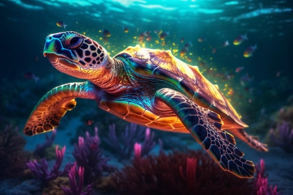 A sea turtle swimming in the ocean