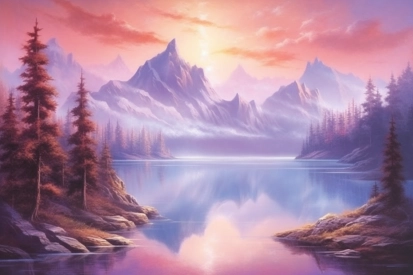 A lake with mountains and trees