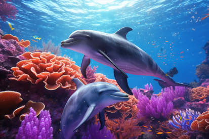 Dolphins swimming in the water