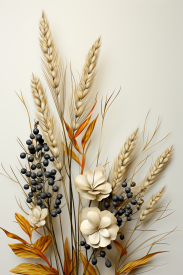 A bunch of wheat and flowers