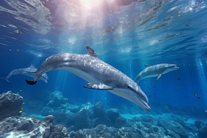 Dolphins swimming in the water