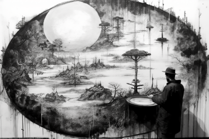 A man painting a landscape
