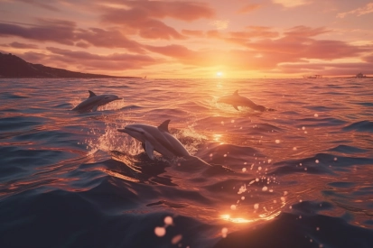 Dolphins jumping out of the water