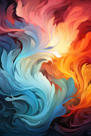A colorful swirls of feathers