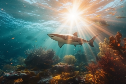 A shark swimming in the ocean