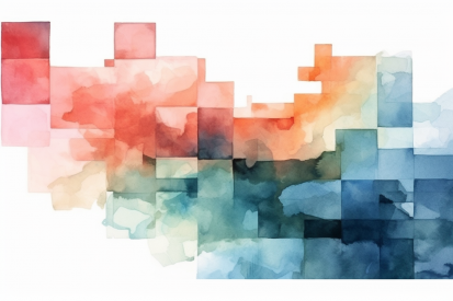 A colorful watercolor painting of squares