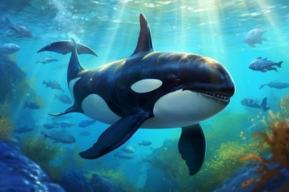 A whale swimming in the water