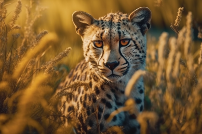 A cheetah in tall grass