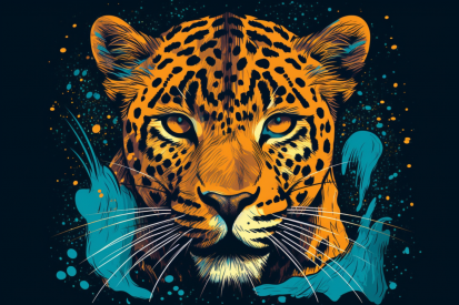 A leopard with blue and yellow spots