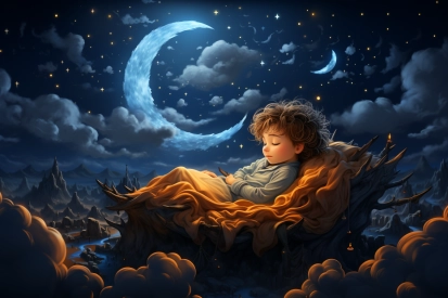 a child sleeping in a bed