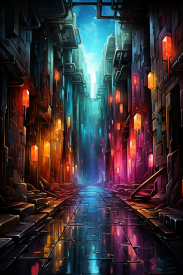 A digital art of a city