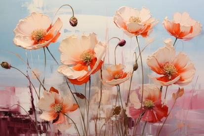 A painting of flowers on a glass surface