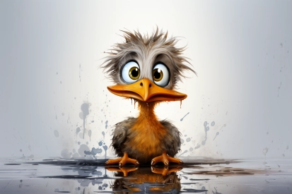 a cartoon of a duckling