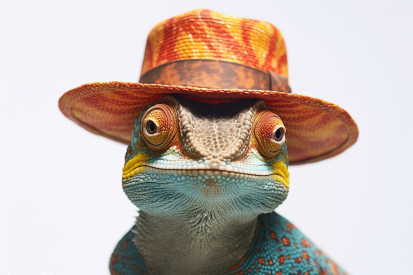 A lizard wearing a hat