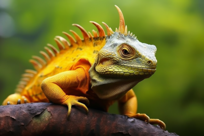 A yellow lizard on a branch