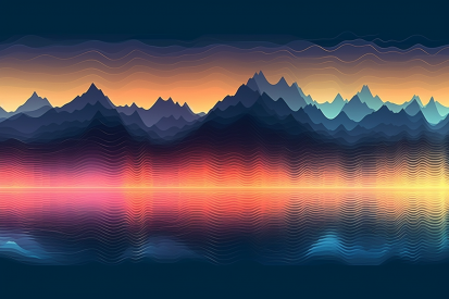 A mountain range with a sunset behind it