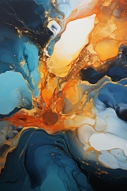 A close up of a painting