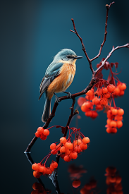 A bird on a branch with berries
