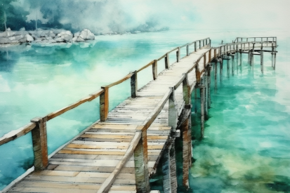 A watercolor of a dock