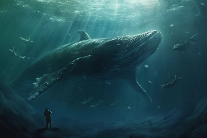 A whale swimming under water
