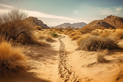 A foot prints in the sand