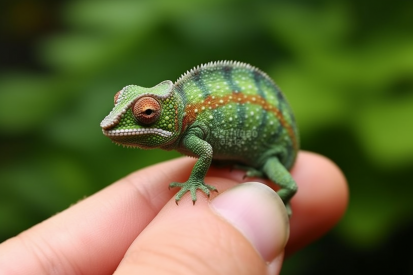 A person holding a lizard