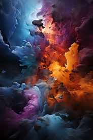 Colorful smoke in a dark sky