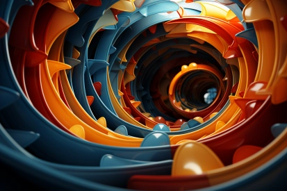 A colorful spiraling tunnel