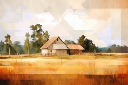 A barn in a field