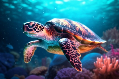 A sea turtle swimming in the ocean