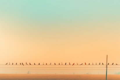 A group of birds on a wire