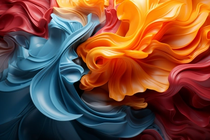 A colorful fabric swirls