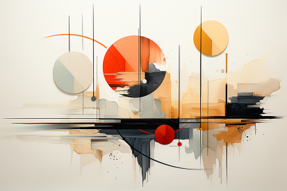 A painting of circles and lines