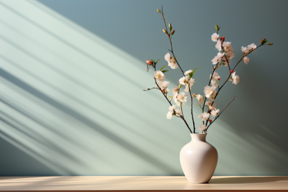 A white vase with flowers in it