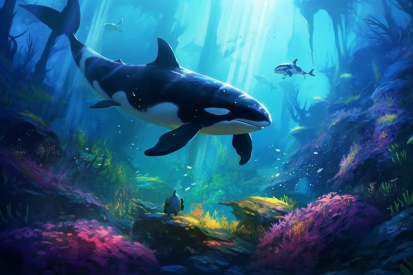 A whale swimming in the ocean