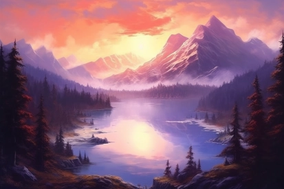 A lake surrounded by mountains
