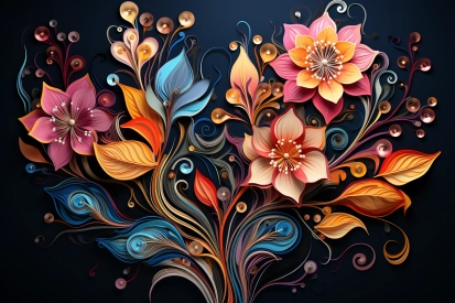 A colorful flowers and leaves