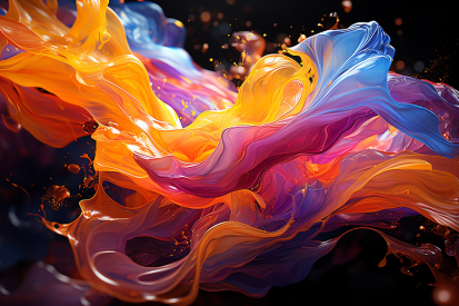 A colorful liquid in the air