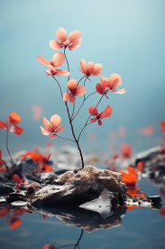 A plant growing out of rocks