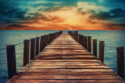 A dock leading to the ocean