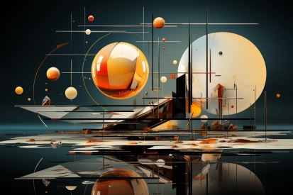 A digital art of a group of spheres