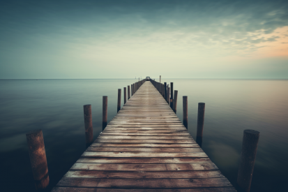 A wooden dock leading to the water